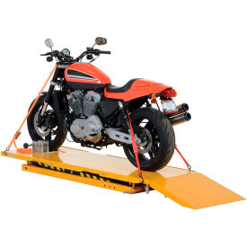 Hydraulic Motorcycle Lift Table, Tire Cradle & Ramp - 1100 Lb. Capacity