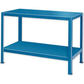 Stationary Machine Table with 2 Shelves, 72"W x 34"D, Blue