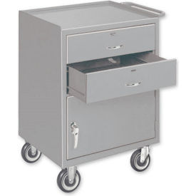 Mobile Drawer Bench W/ Cabinet & 2 Drawers, Steel Casters, 24"W x 20"D, Gray