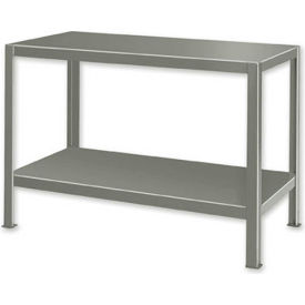 Stationary Machine Table W/ 2 Shelves, 48"W x 24"D x 36"H, Gray