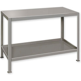 Stationary Machine Table with 2 Shelves, 36"W x 18"D, Gray