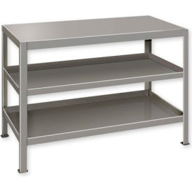 Stationary Machine Table with 3 Shelves, 36"W x 18"D, Gray
