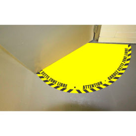 Half 90° Door Swing Sign, Black on Yellow, 21" x 21"