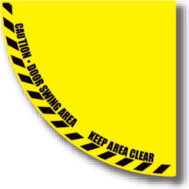 Half 90° Door Swing Sign, Black on Yellow, 34" x 34"