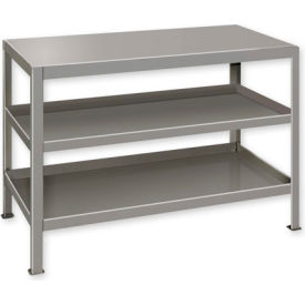 Stationary Machine Table with 3 Shelves, 30"W x 24"D, Gray
