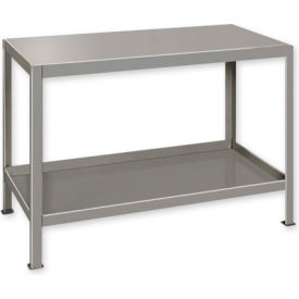 Stationary Machine Table W/ 2 Shelves, 36"W x 24"D, Gray