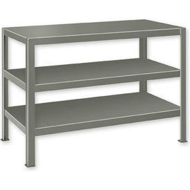 Stationary Machine Table with 3 Shelves, 72"W x 24"D, Gray
