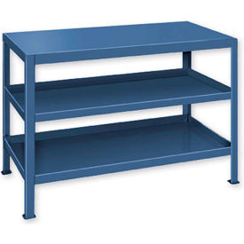Stationary Machine Table with 3 Shelves, 36"W x 24"D, Blue