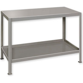 Stationary Machine Table With 2 Shelves, 48"W x 24"D x 32-1/2"H, Gray
