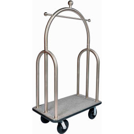 HD Trident Bellman Cart Stainless, Gray Carpet, Black Bumper, 8" Semi-Pneumatic