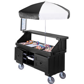 Camcruiser Vending Cart, 4 full size pans, 6" deep, Black