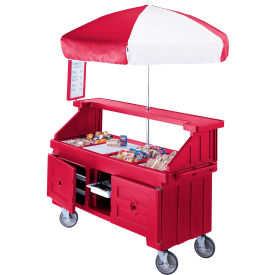 Camcruiser Vending Cart, 4 full size pans, 6" deep, Hot Red