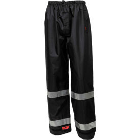 Waterproof Breathable Pants W/Silver Reflective Tape, Black, 4XL
