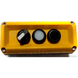 Wall Mnt. Control Station, Yellow, 3 Hole, 3 Pos. Selector+2 Funct.