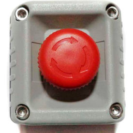 Wall Mount Control Station, Gray, 1 Hole Latched E-Stop