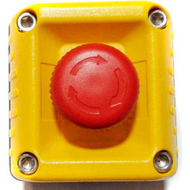 VICTOR Wall Mount Control Station, Yellow, 1 Hole Latched E-Stop