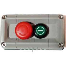 Wall Mount Control Station, Gray, 2 Hole, E-Stop + Start