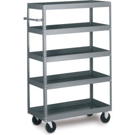 Mobile Steel Truck w/5 Shelves, 1000 lb. Capacity, 60"L x 24"W x 57"H, Gray