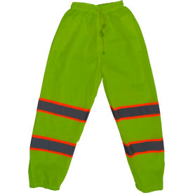 ANSI Class E Mesh Traffic Pants with 2" Silver Reflective Tapes, Size L/XL