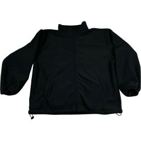 Fleece Work Jacket W/2 Zipped Slash Pockets, Elastic Cuffs, Black, Size M