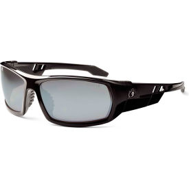 Skullerz Odin Safety Glasses, Silver Mirror Lens, Black Frame