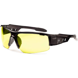 Skullerz Dagr Safety Glasses, Yellow Lens, Black Frame