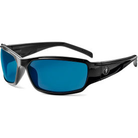 Skullerz Thor Safety Glasses, Blue Mirror Lens, Black Frame