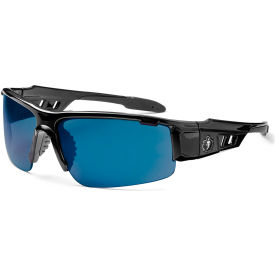 Skullerz Dagr Safety Glasses, Blue Mirror Lens, Black Frame