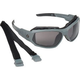 Skullerz Loki Safety Glasses/Goggles with Fog-Off, Smoke AF Lens, Matte Gray Frame