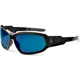 Skullerz Loki Safety Glasses/Goggles, Blue Mirror Lens, Black Frame