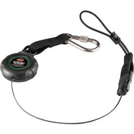 Squids 3001 Retractable Single Carabiner with Loop End, 2 lbs., Black