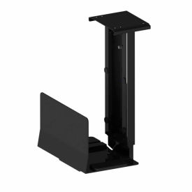 Fixed Under Desk Adjustable CPU Holder, 40 lbs. Capacity, Black