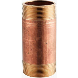 1 In. X 6 In. Lead Free Seamless Red Brass Pipe Nipple - 140 PSI - Sch. 40 - Import
