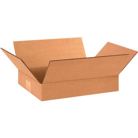 Flat Cardboard Corrugated Boxes, 12"L x 9"W x 2"H, Kraft