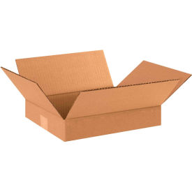 Flat Cardboard Corrugated Boxes, 12"L x 10"W x 2"H, Kraft