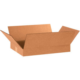 Flat Cardboard Corrugated Boxes, 18"L x 12"W x 2"H, Kraft