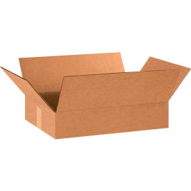 Flat Cardboard Corrugated Boxes, 18"L x 12"W x 3"H, Kraft