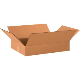 Flat Cardboard Corrugated Boxes, 20"L x 14"W x 3"H, Kraft