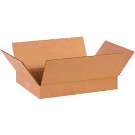 Flat Cardboard Corrugated Boxes, 14"L x 10"W x 2"H, Kraft
