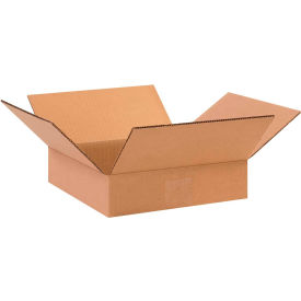 Flat Cardboard Corrugated Boxes, 10"L x 10"W x 2"H, Kraft