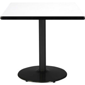 42" Square Restaurant Table, White Table/Black Base