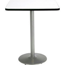 36" Square Bar Height Restaurant Table, White Table/Silver Base