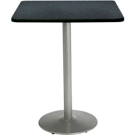 42" Square Bar Height Restaurant Table, Graphite Table/Silver Base