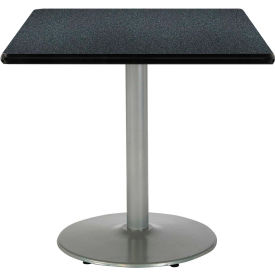36" Square Restaurant Table, Graphite Table/ Silver Base