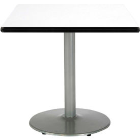 36" Square Restaurant Table, White Table/ Silver Base