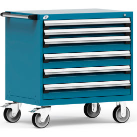 6 Drawer Heavy-Duty Mobile Modular Drawer Cabinet - 36"Wx18"Dx37-1/2"H Everest Blue