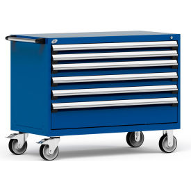 6 Drawer Heavy-Duty Mobile Modular Drawer Cabinet - 48"Wx24"Dx37-1/2"H Avalanche Blue
