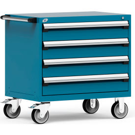 4 Drawer Heavy-Duty Mobile Modular Drawer Cabinet - 36"Wx24"Dx35-1/2"H Everest Blue