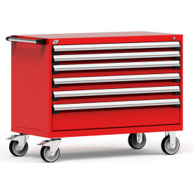 6 Drawer Heavy-Duty Mobile Modular Drawer Cabinet - 48"Wx24"Dx37-1/2"H Red