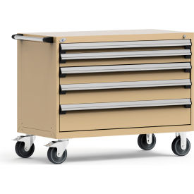 Heavy Duty Modular Mobile Cabinet, 5 Drawers, Beige
